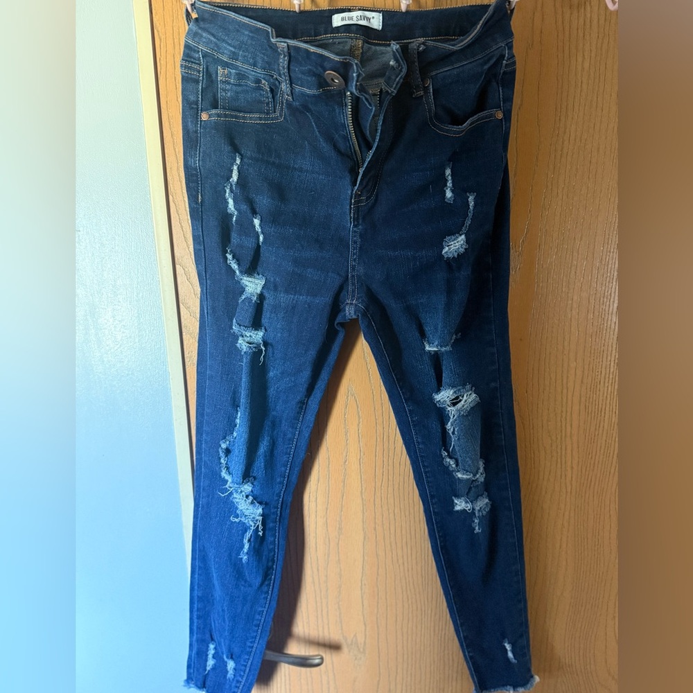 Blue Distressed Women's Jeans